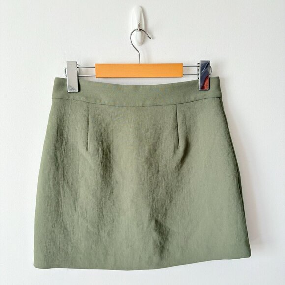 Aritzia Wilfred Tai High Waisted Button Up Mini Skirt Sage Green Size 2 - Picture 3 of 5